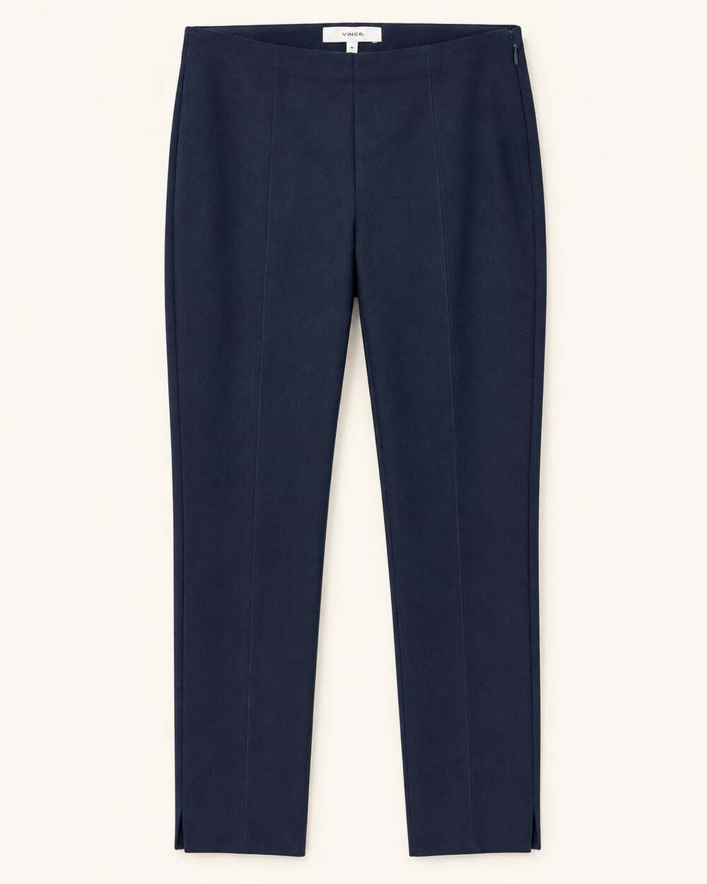 Vince Navy Slim Ankle Pants Size M Stretch Side Zip Minimalist Trousers